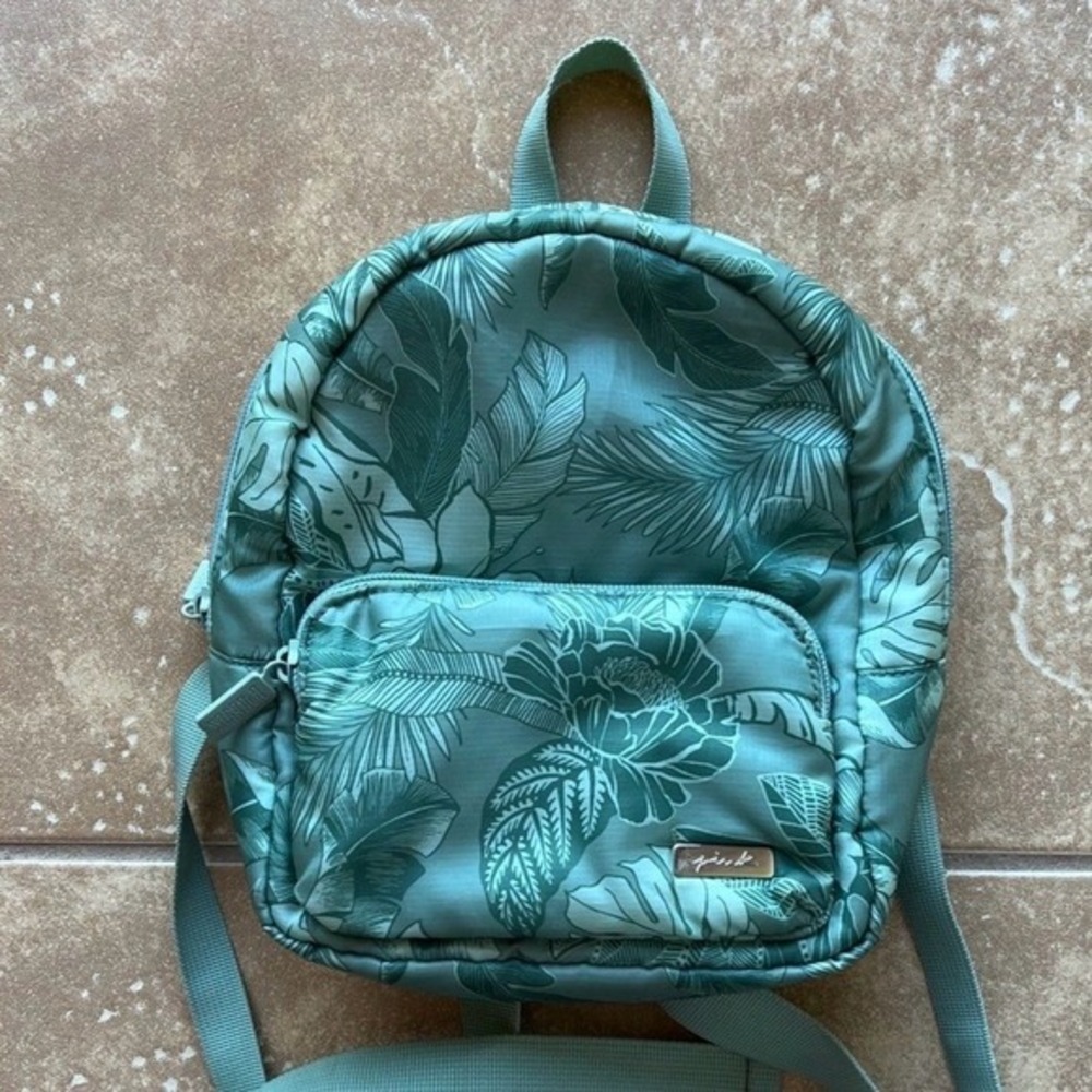 Victoria's Secret PINK Mini Backpack Green Tropical Palm Floral Print Bag